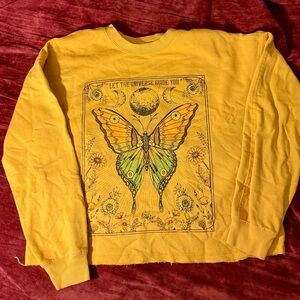 Yellow Butterfly Graphic Sweatshirt